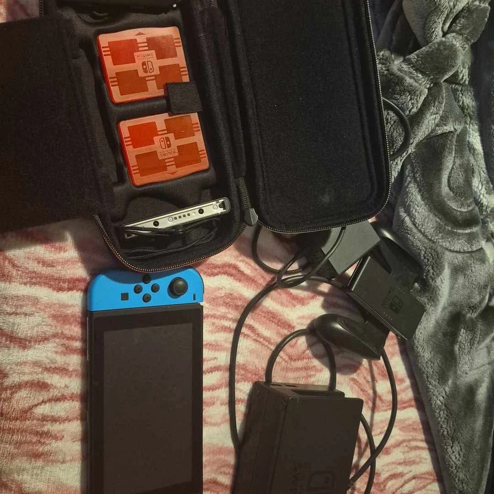 Nintendo Switch Console with Blue and Red Accents